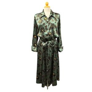 Who What Wear Green Floral Long Sleeve Dress